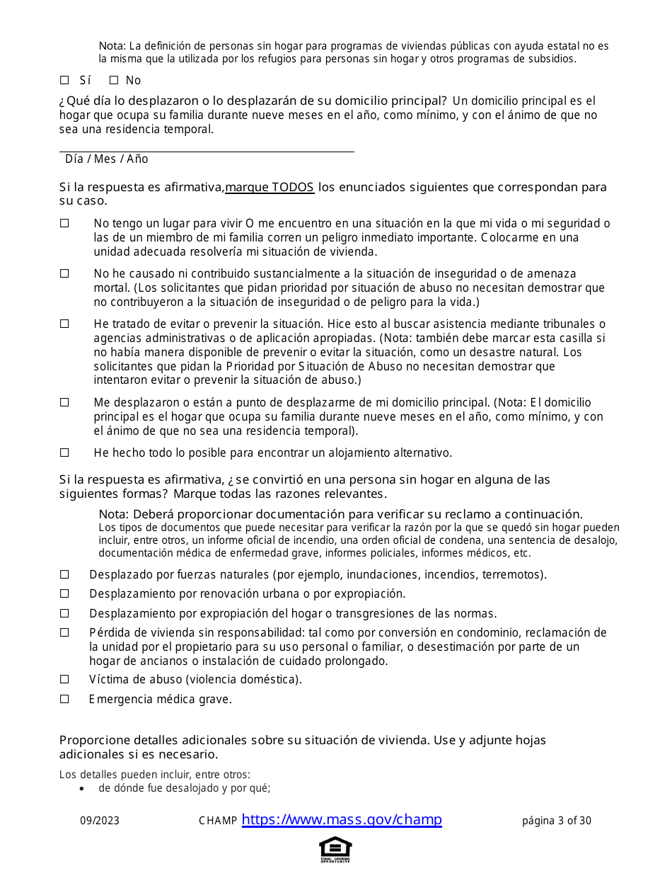 Solicitud De Vivienda Comun Para Programas De Massachusetts - Massachusetts (Spanish), Page 3