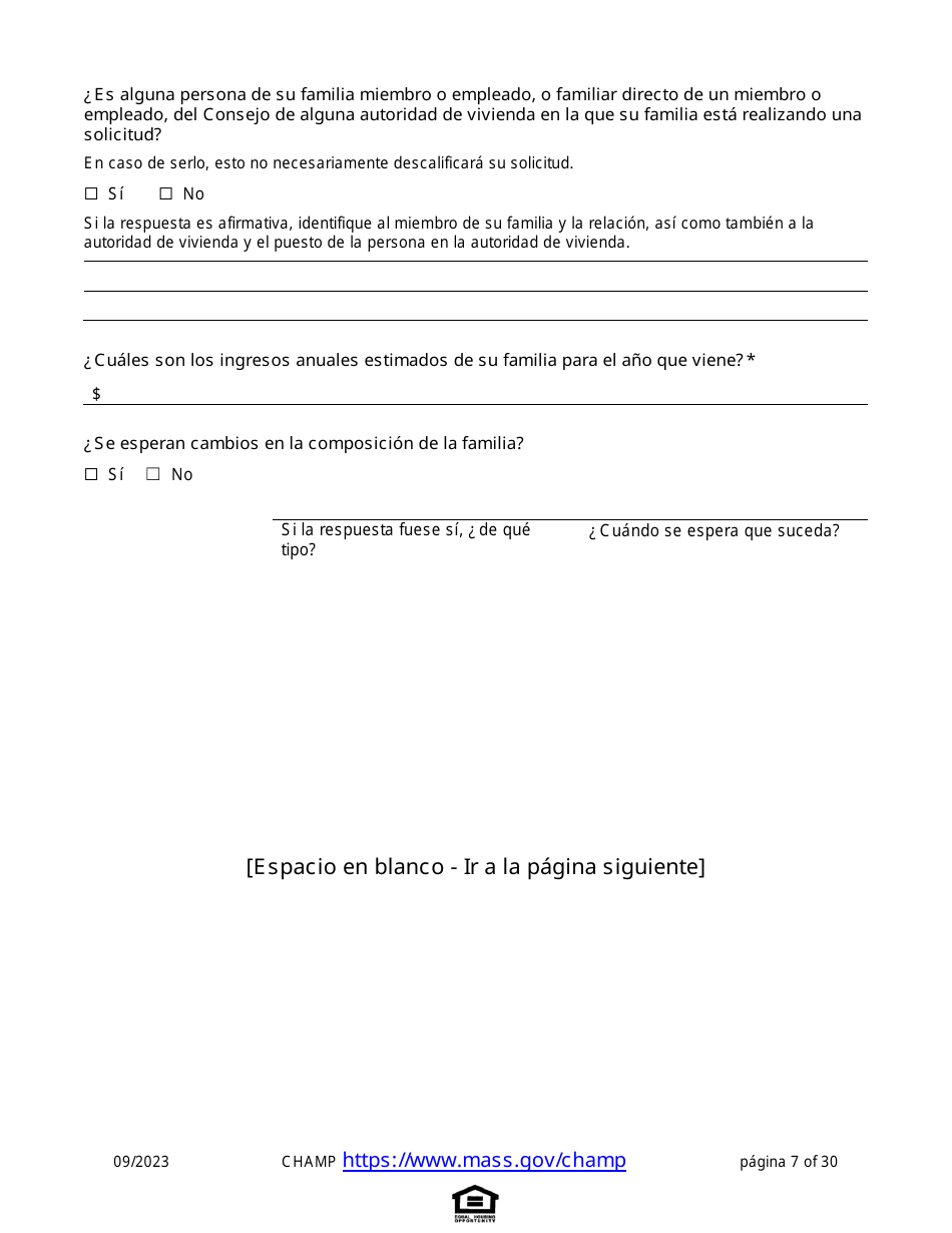 Solicitud De Vivienda Comun Para Programas De Massachusetts - Massachusetts (Spanish), Page 7