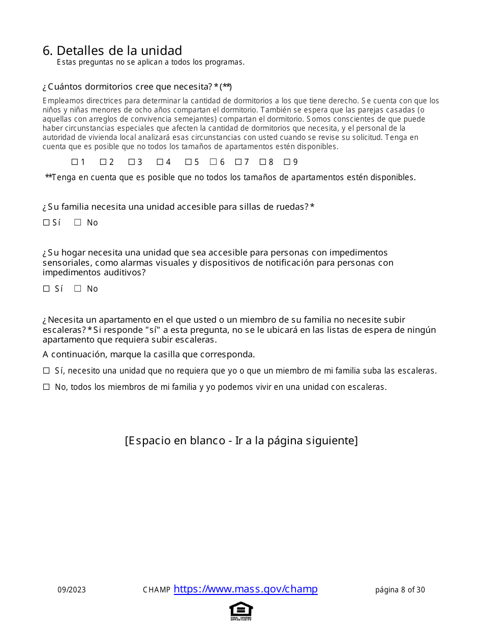 Solicitud De Vivienda Comun Para Programas De Massachusetts - Massachusetts (Spanish), Page 8
