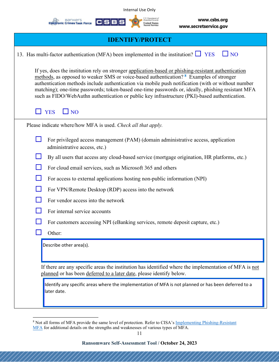 Ransomware Self-assessment Tool (R-Sat), Page 11