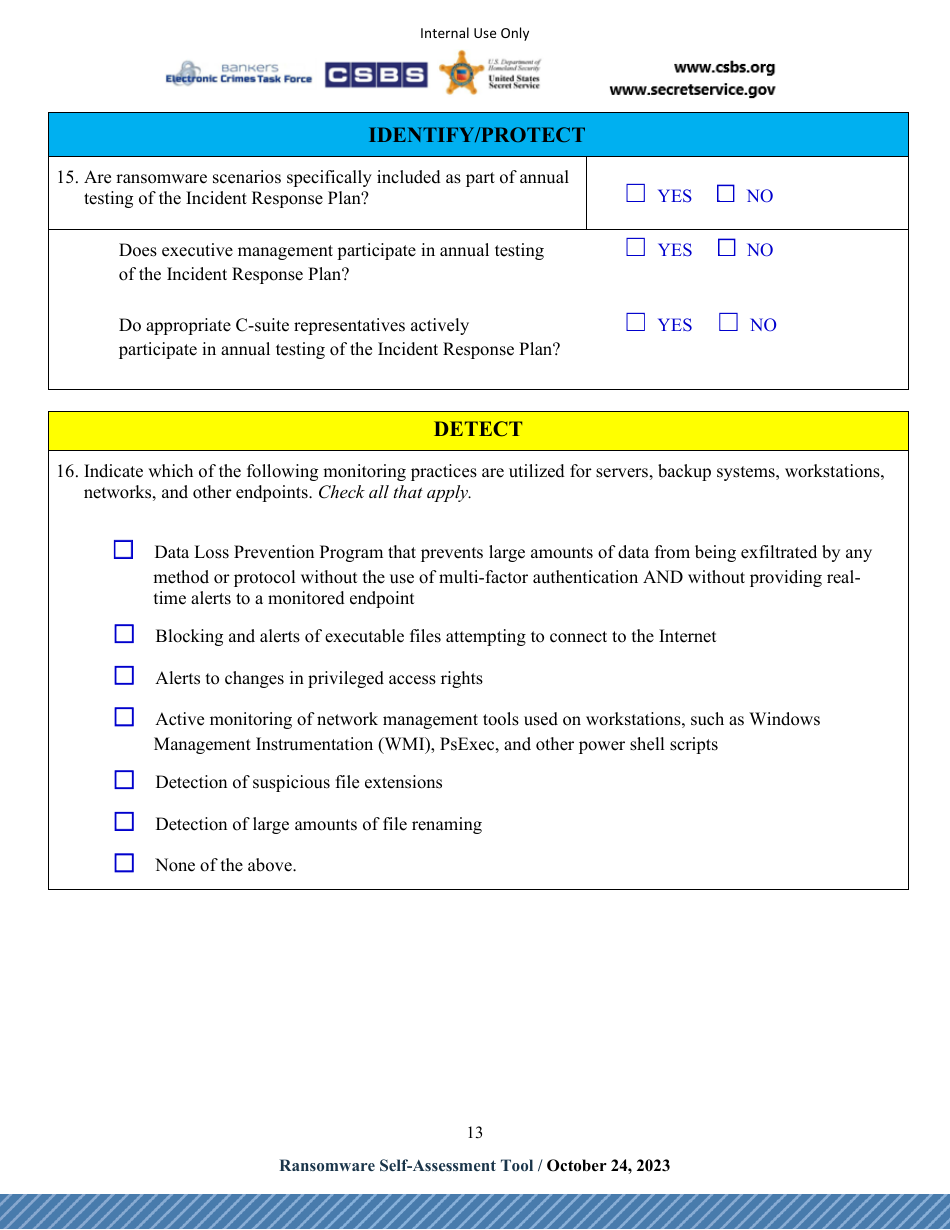 Ransomware Self-assessment Tool (R-Sat), Page 13