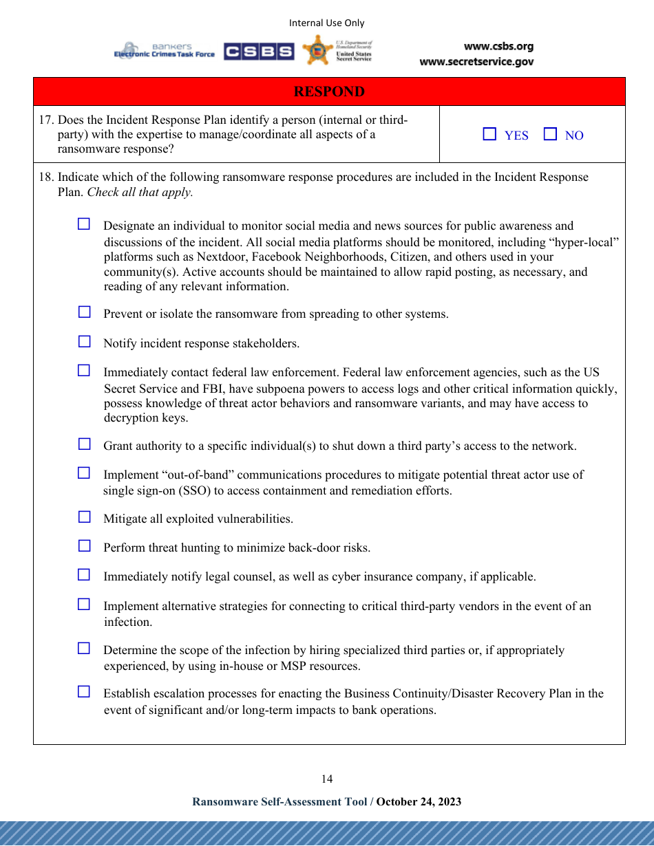 Ransomware Self-assessment Tool (R-Sat) - Fill Out, Sign Online and ...