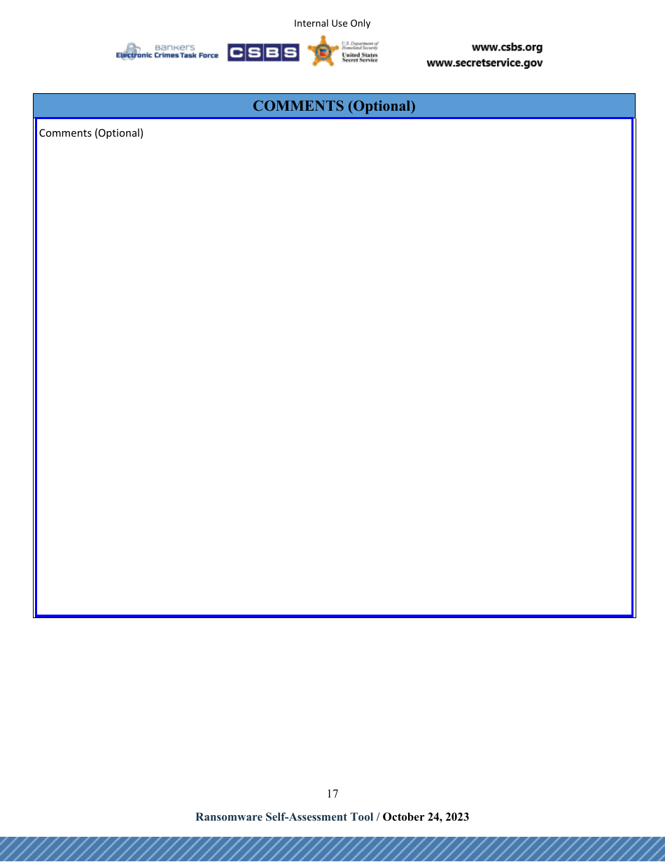 Ransomware Self-assessment Tool (R-Sat), Page 17