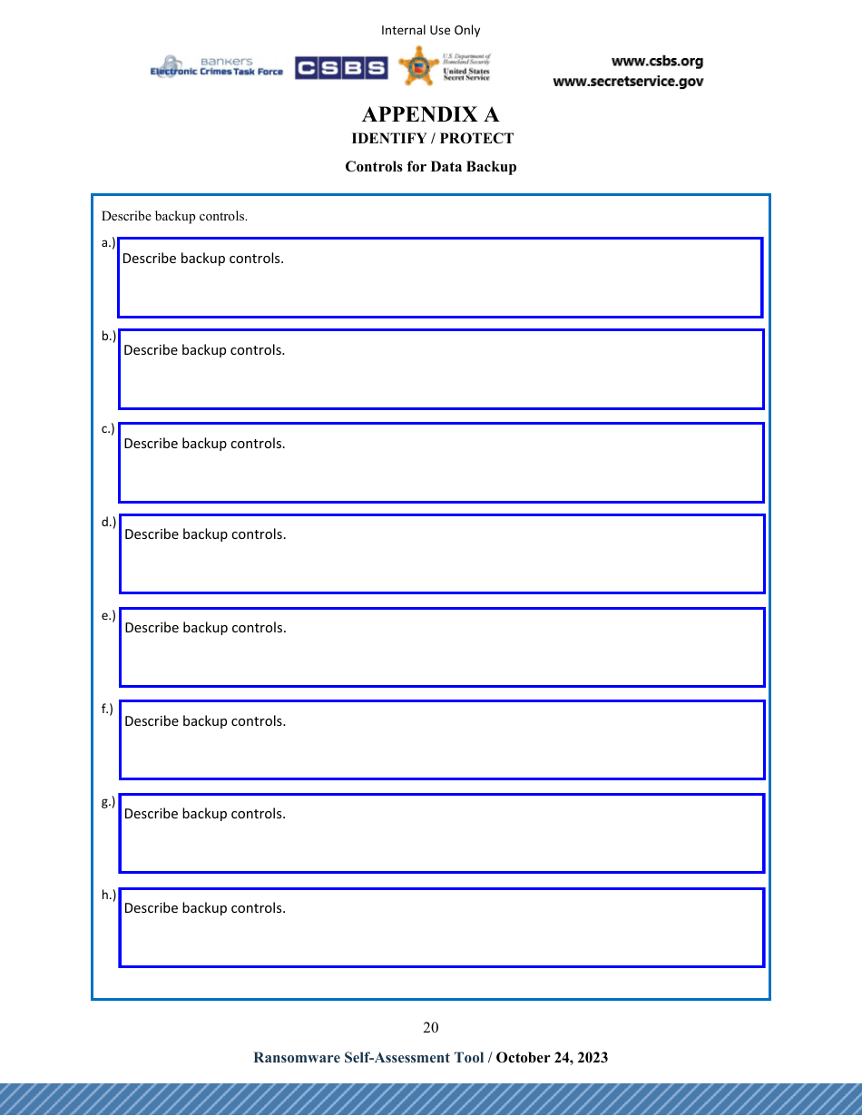 Ransomware Self-assessment Tool (R-Sat), Page 20