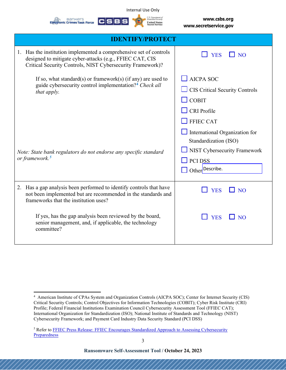 Ransomware Self-assessment Tool (R-Sat), Page 3