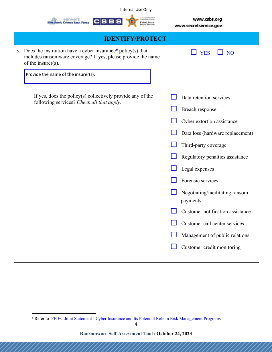 Ransomware Self-assessment Tool (R-Sat), Page 4