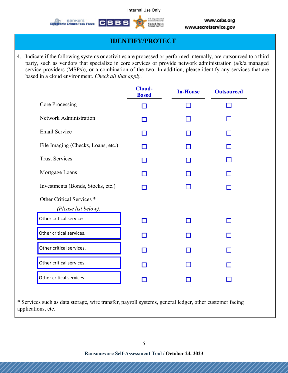 Ransomware Self-assessment Tool (R-Sat), Page 5