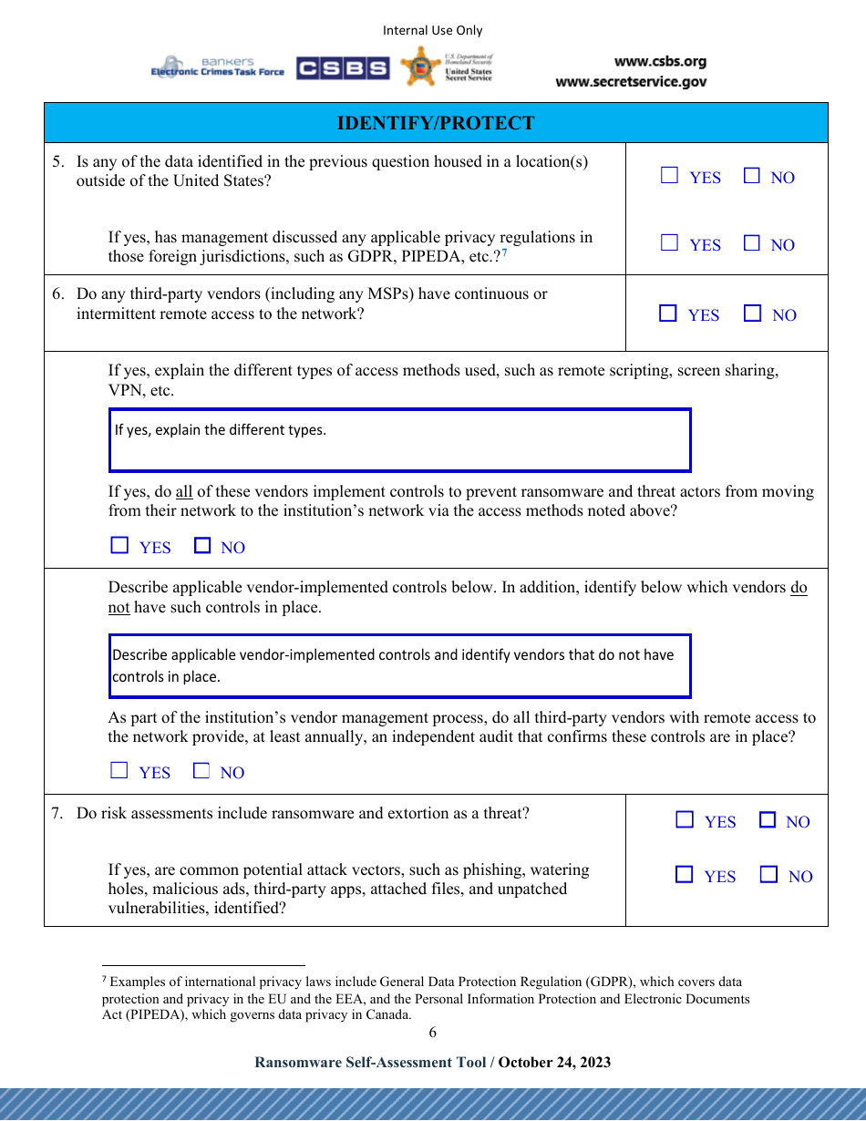 Ransomware Self-assessment Tool (R-Sat), Page 6