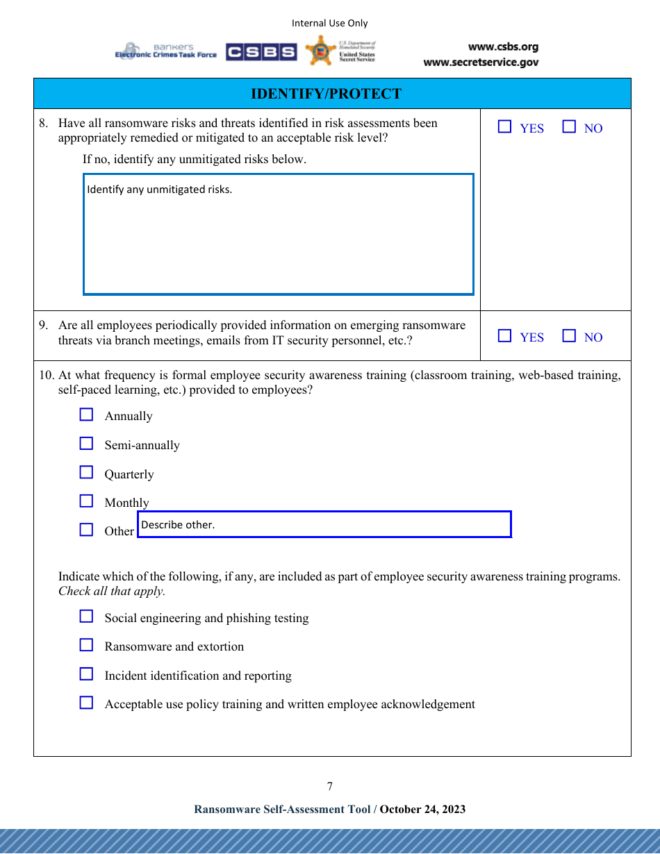 Ransomware Self-assessment Tool (R-Sat), Page 7
