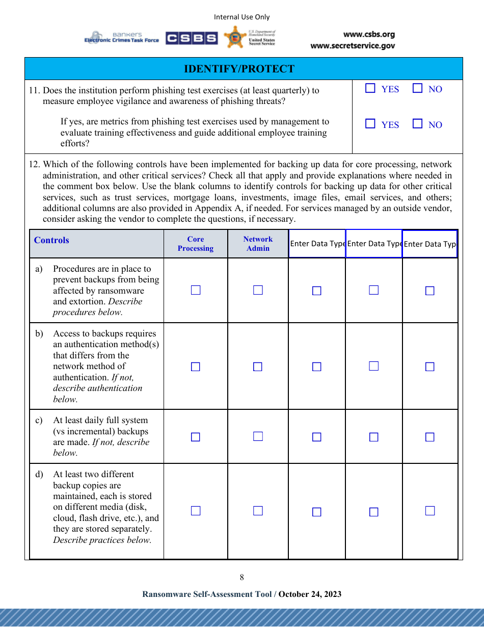 Ransomware Self-assessment Tool (R-Sat), Page 8
