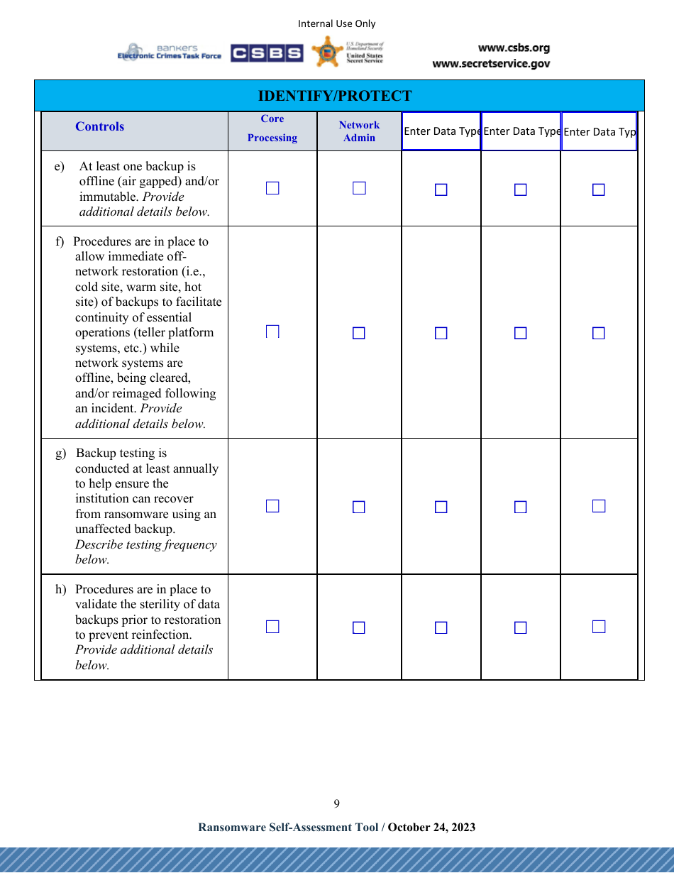 Ransomware Self-assessment Tool (R-Sat), Page 9