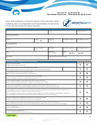 High Performance Athlete Grant Application Form - Northwest Territories, Canada (English/French)
