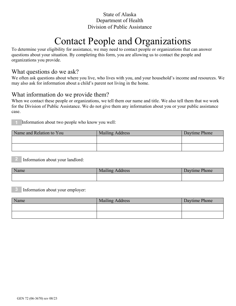 Form GEN72 Eligibility Review Form - Alaska, Page 6