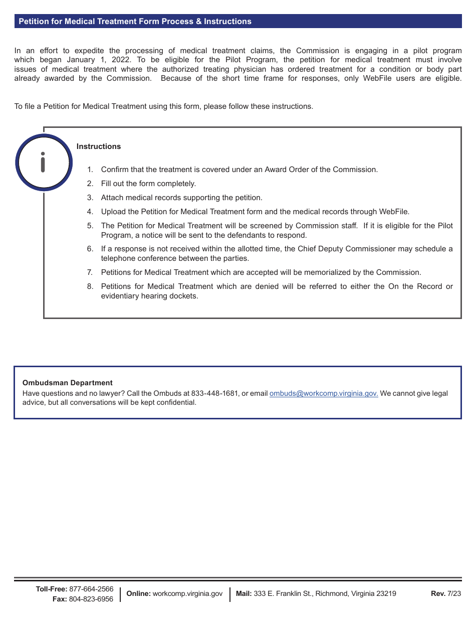 Petition for Medical Treatment - Virginia, Page 2