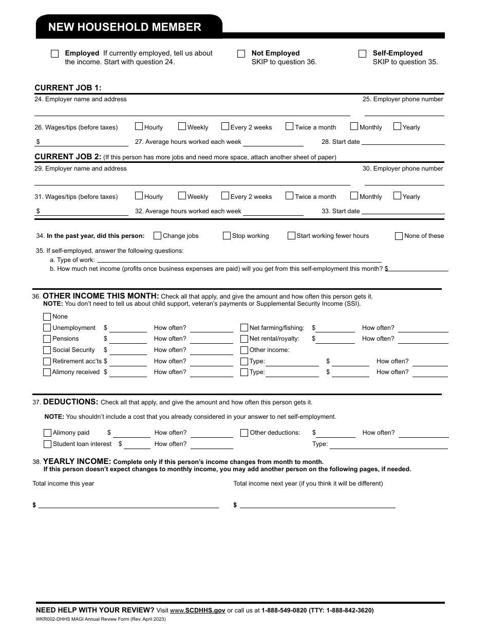 Form WKR002 Annual Review Form (Magi) - South Carolina, Page 10