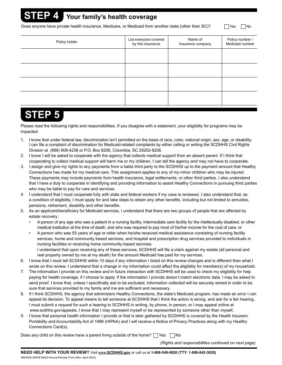 Form WKR002 Annual Review Form (Magi) - South Carolina, Page 11