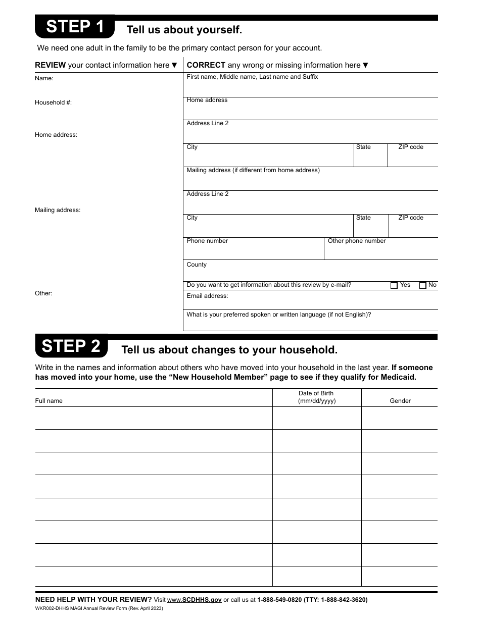 Form WKR002 Annual Review Form (Magi) - South Carolina, Page 3