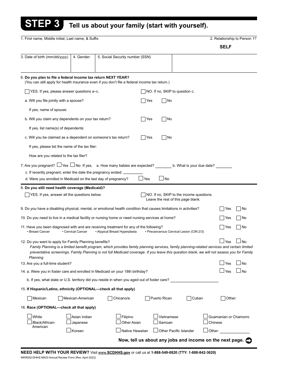 Form WKR002 Annual Review Form (Magi) - South Carolina, Page 5