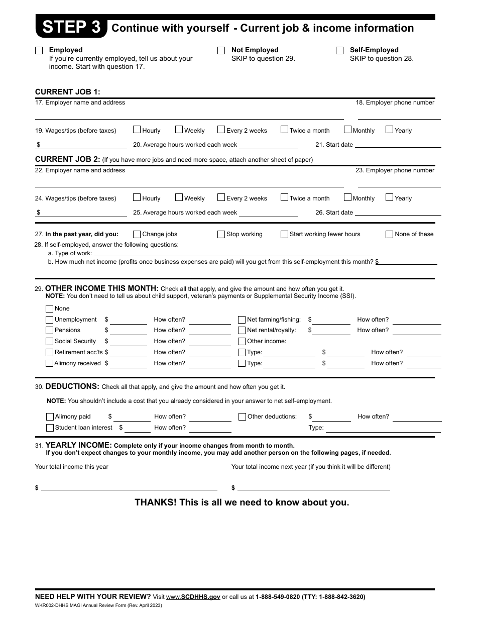 Form WKR002 Annual Review Form (Magi) - South Carolina, Page 6