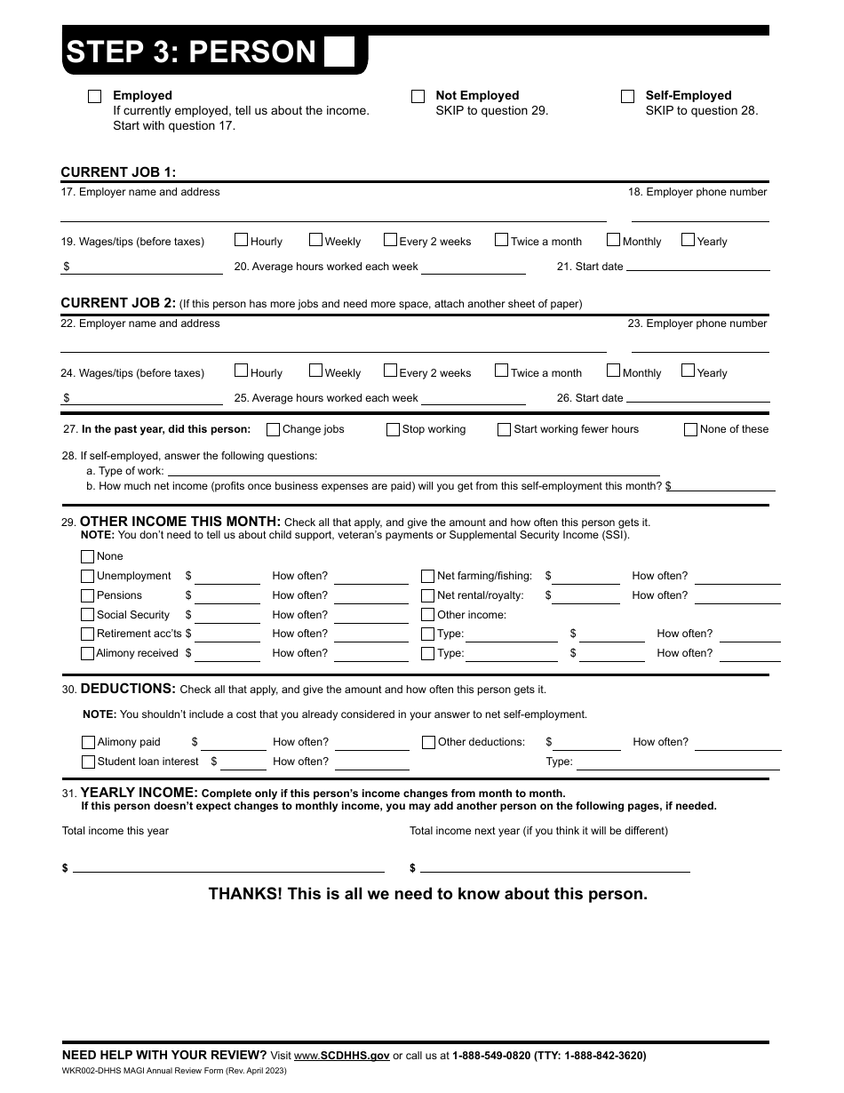 Form WKR002 Annual Review Form (Magi) - South Carolina, Page 8