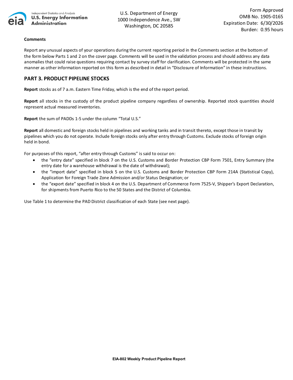 Instructions for Form EIA-802 Weekly Product Pipeline Report, Page 4