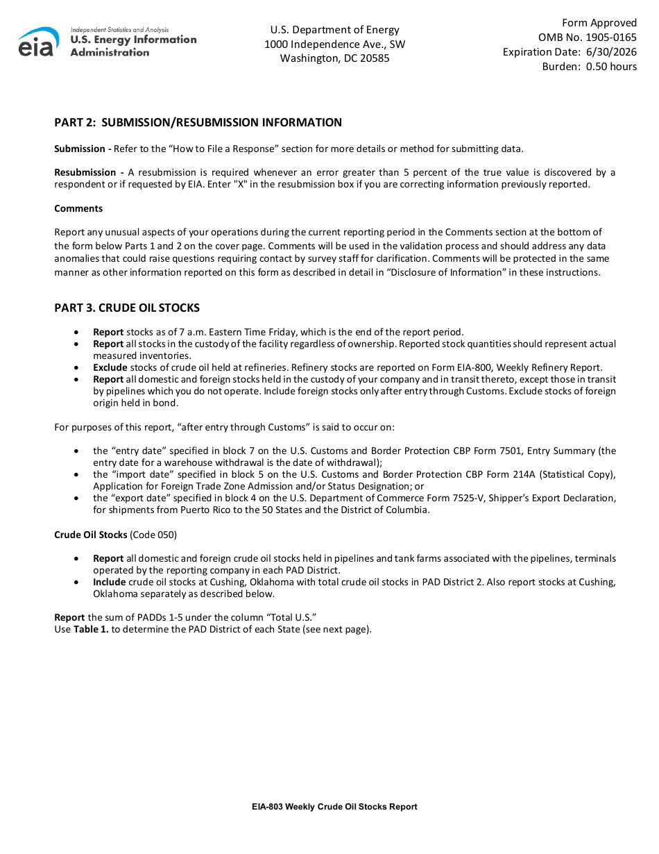 Instructions for Form EIA-803 Weekly Crude Oil Stocks Report, Page 4