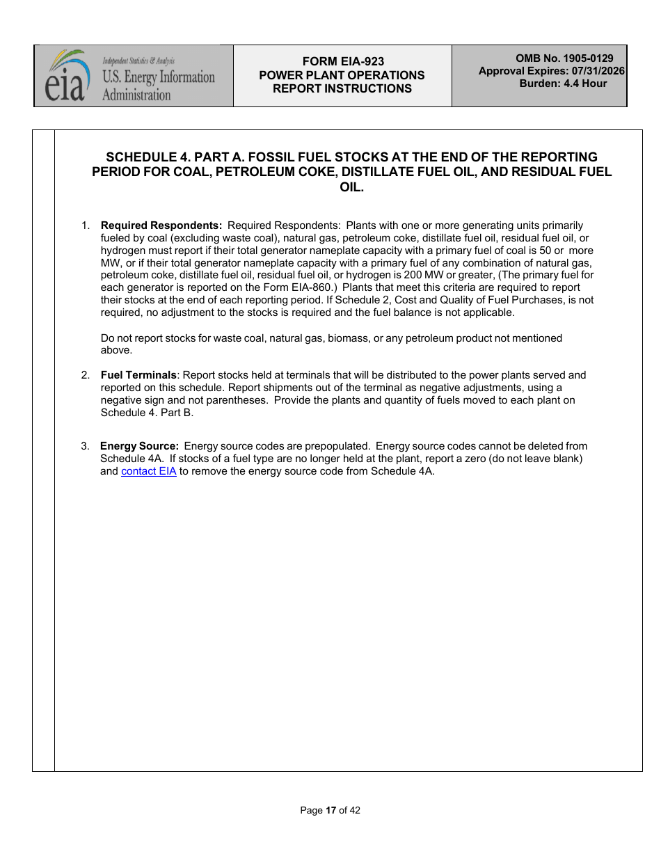 Instructions for Form EIA-923 Power Plant Operations Report, Page 17