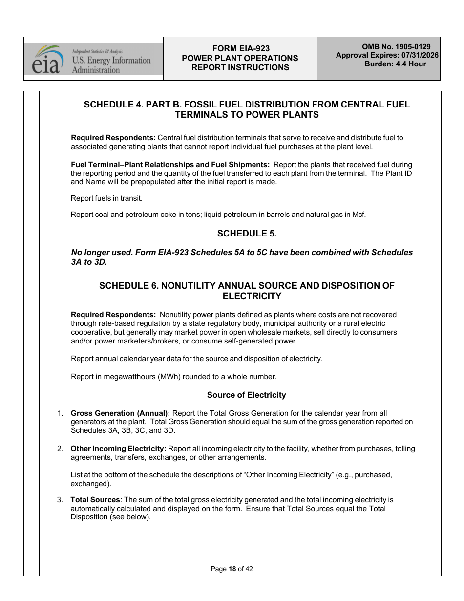 Instructions for Form EIA-923 Power Plant Operations Report, Page 18