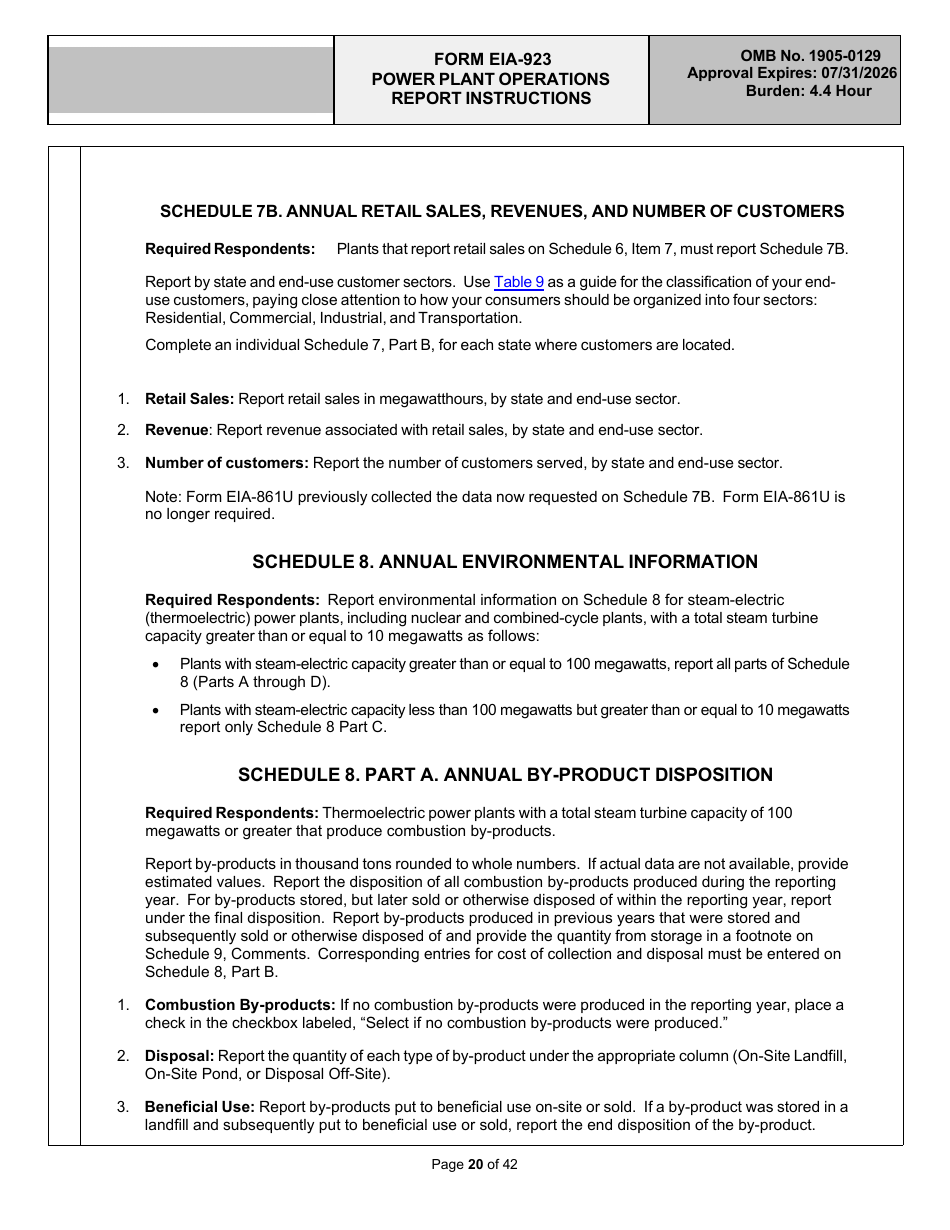 Instructions for Form EIA-923 Power Plant Operations Report, Page 20