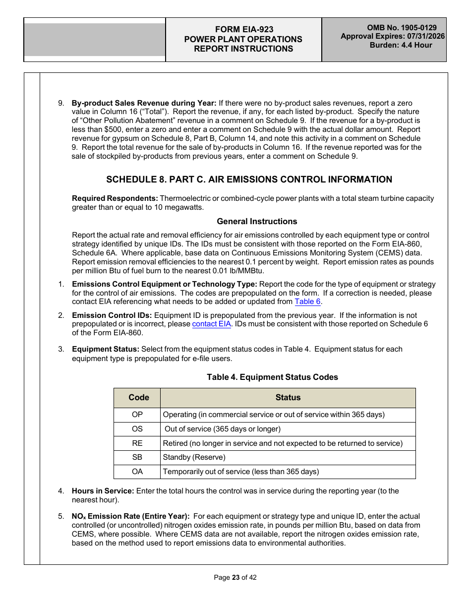 Instructions for Form EIA-923 Power Plant Operations Report, Page 23