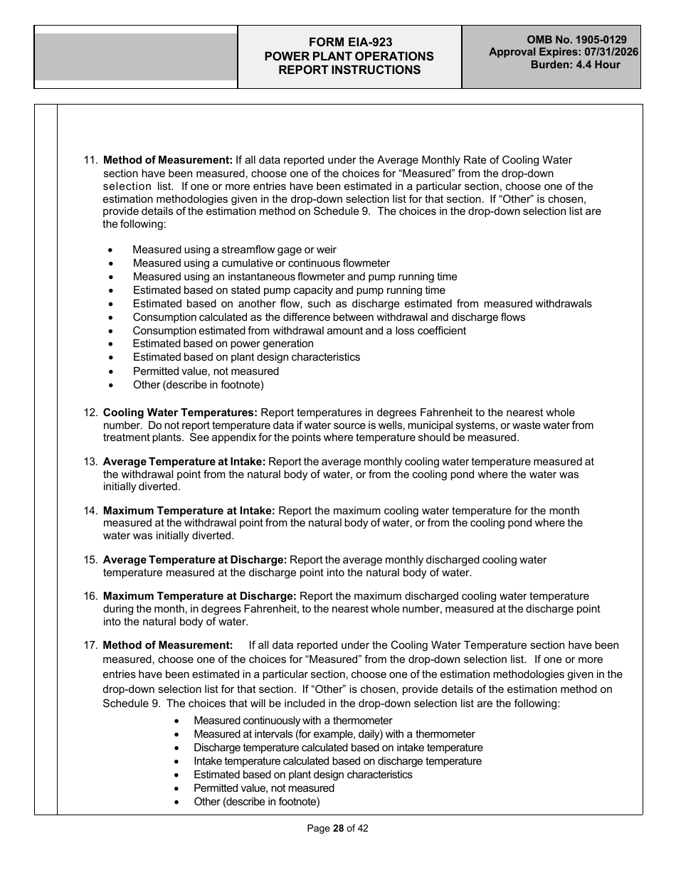 Instructions for Form EIA-923 Power Plant Operations Report, Page 28