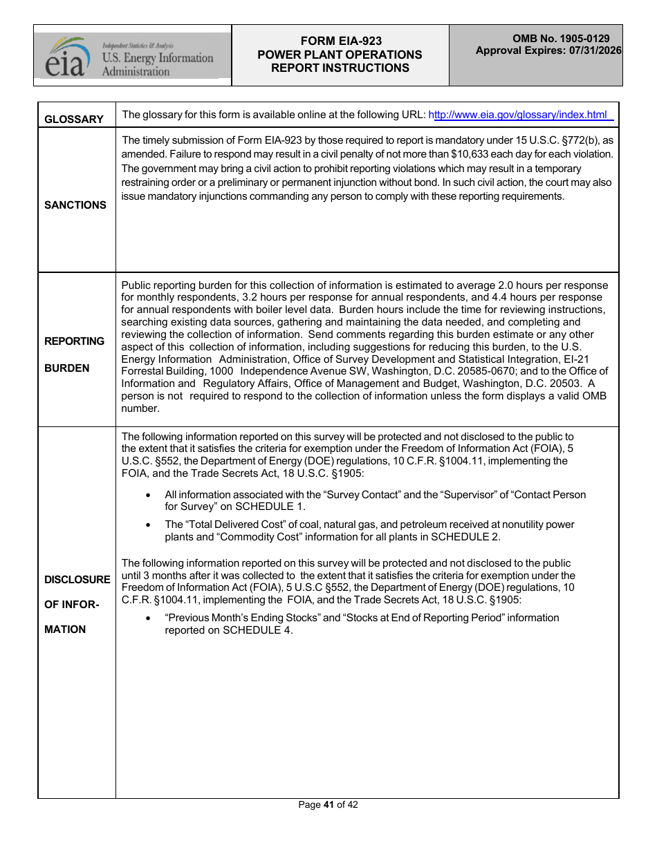 Instructions for Form EIA-923 Power Plant Operations Report, Page 41