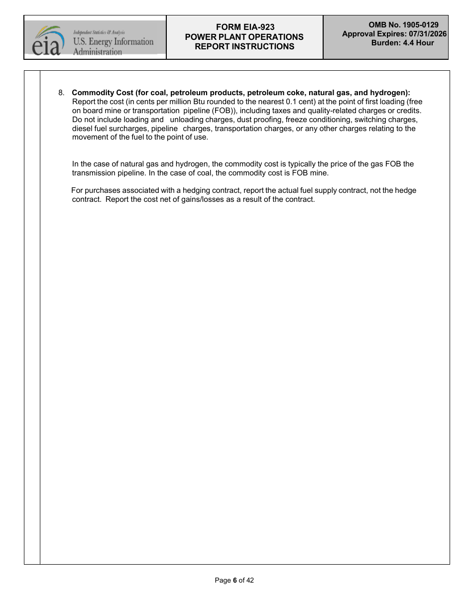 Instructions for Form EIA-923 Power Plant Operations Report, Page 6