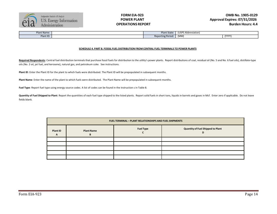 Form EIA-923 Power Plant Operations Report, Page 14