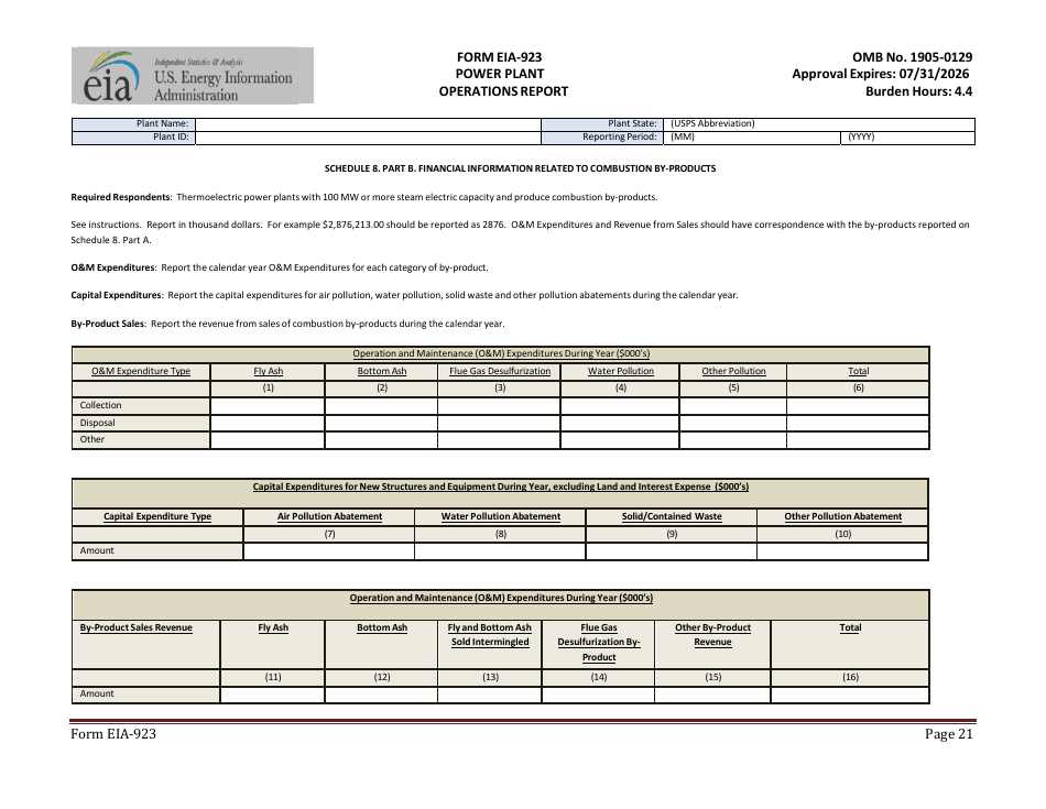 Form EIA-923 Power Plant Operations Report, Page 21