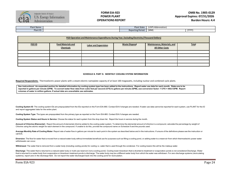 Form EIA-923 Power Plant Operations Report, Page 24