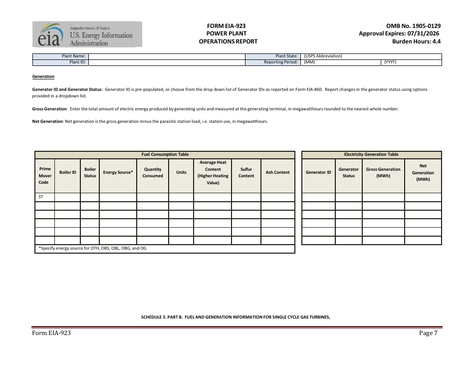 Form EIA-923 Power Plant Operations Report, Page 7