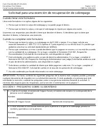 Formulario SS-632-BK-SP Solicitud Para Una Exencion De Recuperacion De Sobrepago (Spanish)