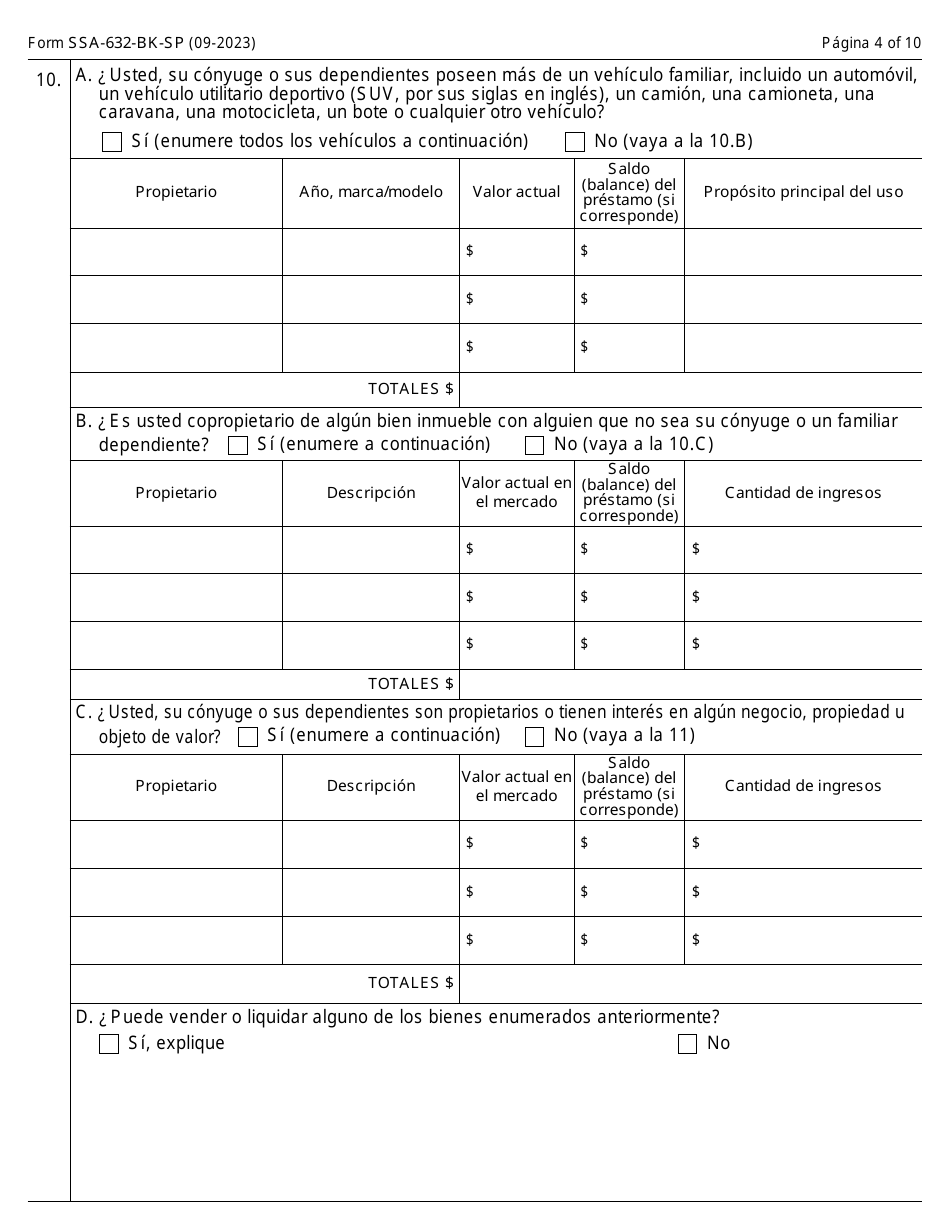 Formulario SS-632-BK-SP Solicitud Para Una Exencion De Recuperacion De Sobrepago (Spanish), Page 4