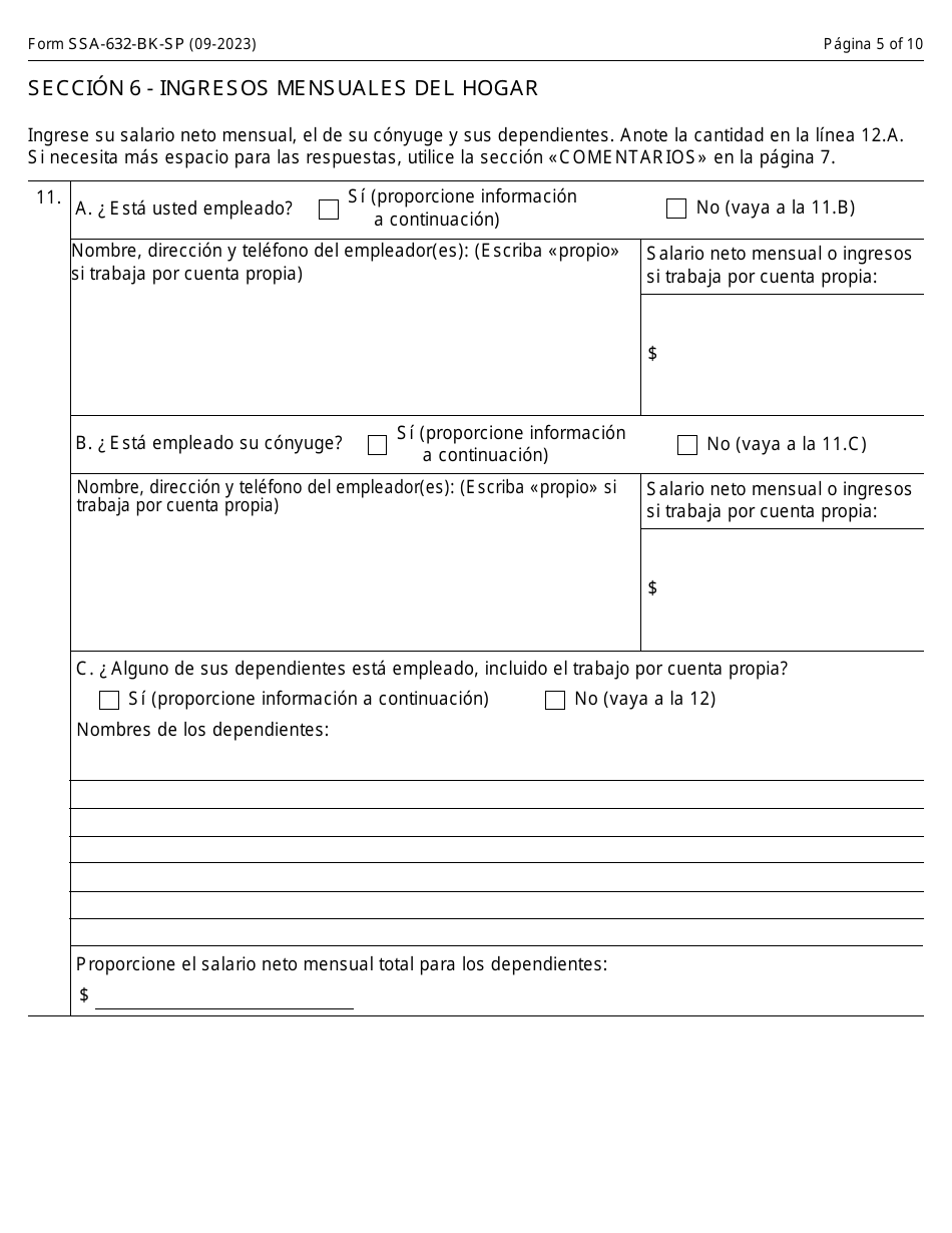 Formulario SS-632-BK-SP Solicitud Para Una Exencion De Recuperacion De Sobrepago (Spanish), Page 5