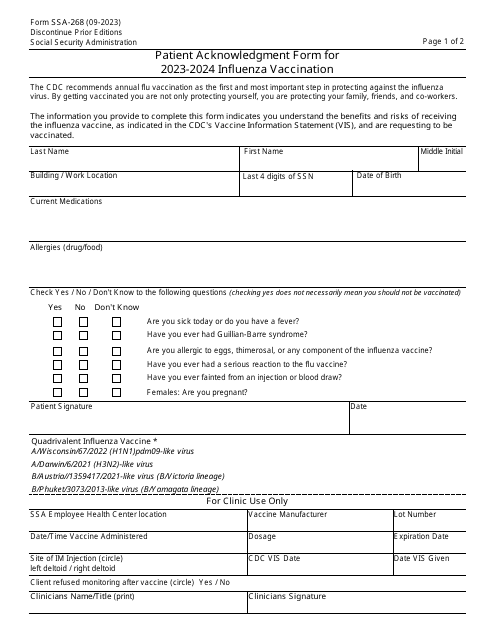 Form SSA-268 2024 Printable Pdf