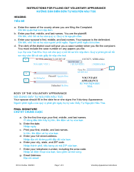 Instructions for Form DC6:4.3 Voluntary Appearance - Nebraska (English/Vietnamese)