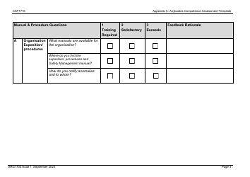 Form CAP1715 (SRG1700) Appendix A Anybody&#039;s Competency Assessment Template: Staff Competency Assessment - United Kingdom, Page 3