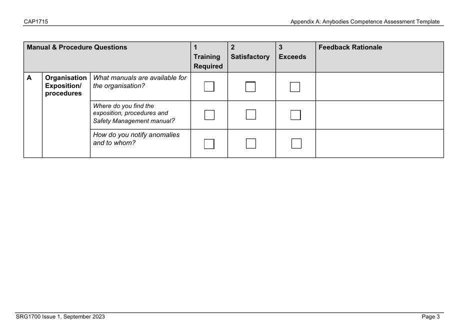 Form CAP1715 (SRG1700) Appendix A Anybodys Competency Assessment Template: Staff Competency Assessment - United Kingdom, Page 3