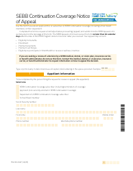 Form HCA20-0167 Sebb Continuation Coverage Notice of Appeal - Washington