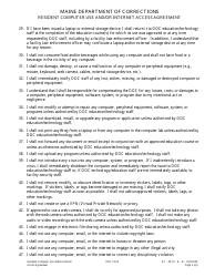Attachment B Resident Computer Use and/or Internet Access Agreement - Maine, Page 3