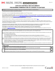 Document preview: Forme IMM0155 Liste De Controle DES Documents: Programme D'immigration Du Canada Atlantique - Canada (French)