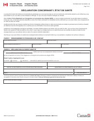 Document preview: Forme IMM0133 Declaration Concernant L'etat De Sante - Canada (French)