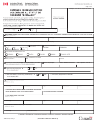 Document preview: Forme IMM5782 Demande De Repudiation Volontaire Au Statut De Resident Permanent - Canada (French)
