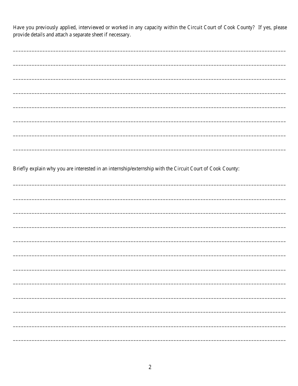 Volunteer Intern / Extern Application - Cook County, Illinois, Page 2